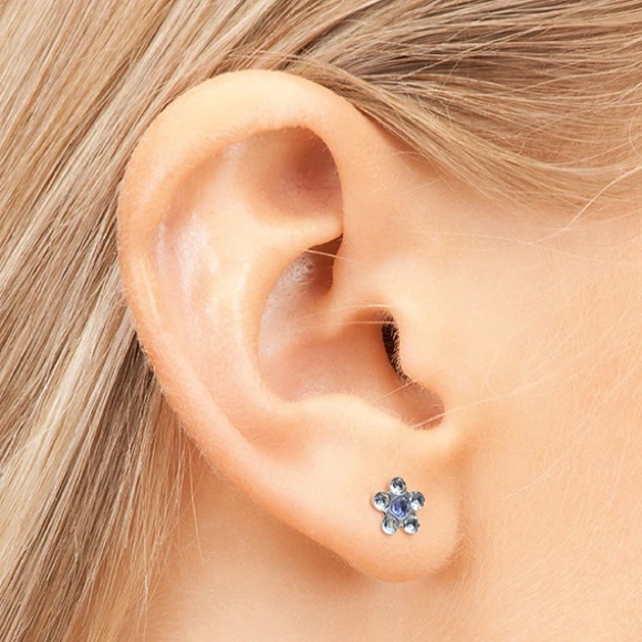 Studex Stainless Steel Daisy Light SEP Sapphire Ear Piercing Earrings - Picture 3 of 6